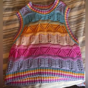 Crochet sweater- Multicolor Crochet Sweater/Tank Top, Size M